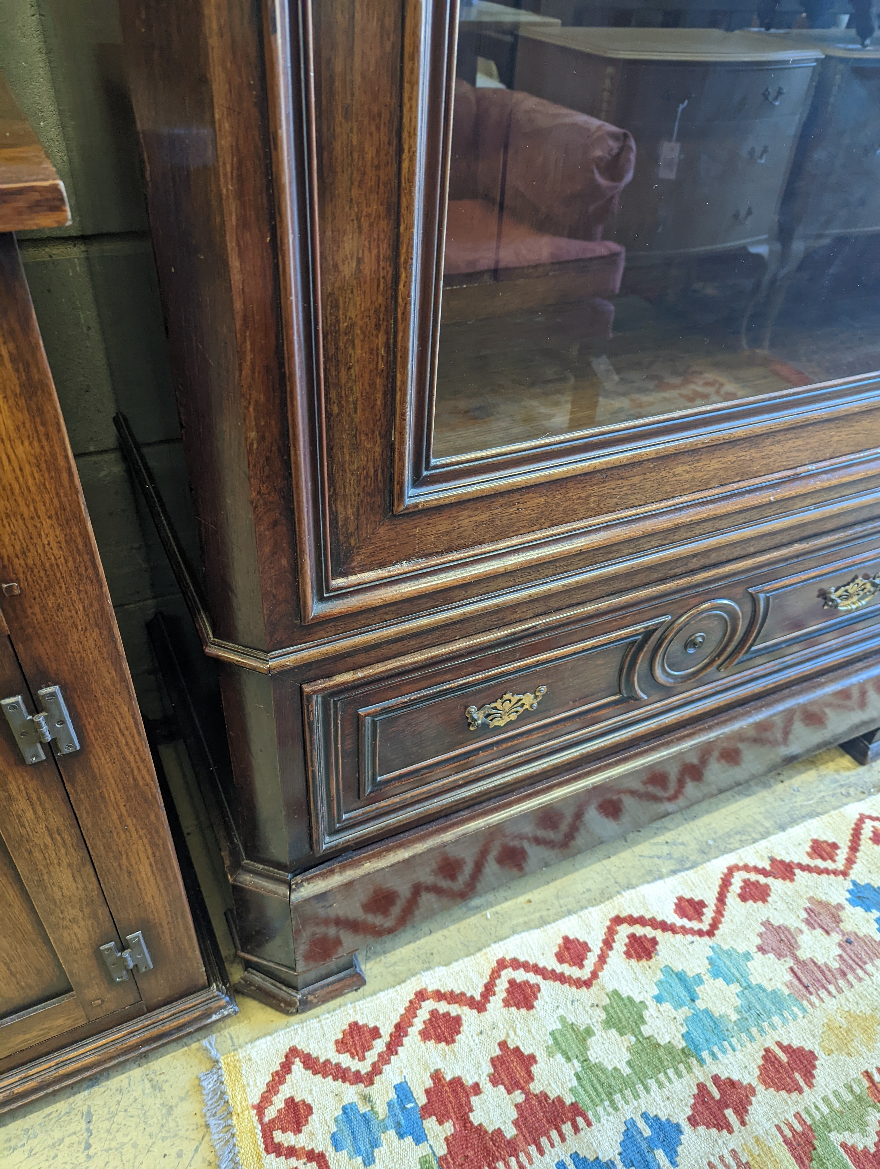 A 19th century French rosewood glazed armoire, width 108cm, depth 50cm, height 213cm